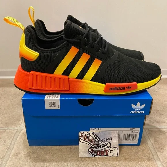 New Adidas NMD R1 Running Shoes Ultra Boost Black Orange Yellow Red Dunk